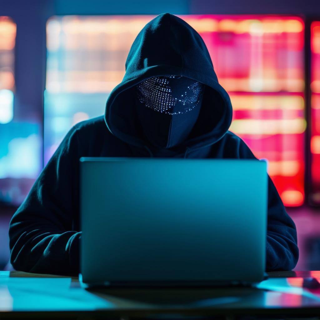 cyber attacker in hoodie in front of laptop