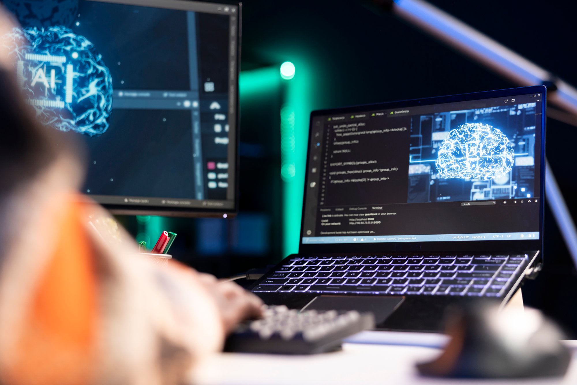 black-man-programmer-manages-code-scripts-artificial-intelligence